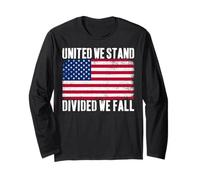 Bandera de Estados Unidos Unidos We Stand Divided We Fall American Patriot Manga Larga