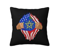 Bandera De Etiopía Rasgada A Mano Funda De Cojín Cuadradas Funda De Almohada Decorativas Fundas Cojines para Coche Cama Sofá 45X45Cm