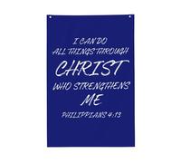 Bandera de exterior de 3x5 pies "Puedo hacer todas las cosas en Cristo que me fortalece" Filipenses 4:13 Crist