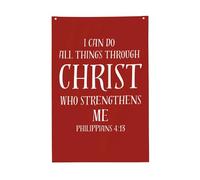 Bandera de exterior de 3x5 pies "Puedo hacer todas las cosas en Cristo que me fortalece" Filipenses 4:13 Crist