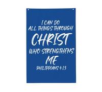 Bandera de exterior de 3x5 pies "Puedo hacer todas las cosas en Cristo que me fortalece" Filipenses 4:13 Crist