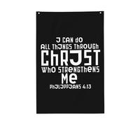 Bandera de exterior de 3x5 pies "Puedo hacer todas las cosas en Cristo que me fortalece" Filipenses 4:13 Crist