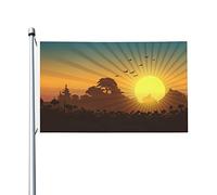 Bandera De Exterior Vista del amanecer en el árbol Estandarte de Jardín | para Fiestas 3x5 FT Resistente Uv Estandarte de Césped Doble Cara Bandera de Jardín para Patio Hogar