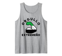 Bandera De Extremadura sobre Brazo Orgullo Extremeño Camiseta sin Mangas, Hombre, Gris Jaspeado, S