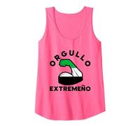 Bandera De Extremadura sobre Brazo Orgullo Extremeño Camiseta sin Mangas, Mujer, Rosado Neón, XL