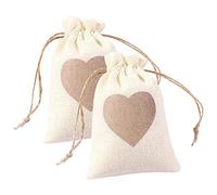 Bandera de fiesta, 2 unidades, bolsa de arpillera con corazón de amor, doble cordón, organizador de eventos con pestañas y bolsillos (C, talla única)