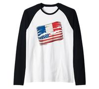 Bandera de Francia Americana de Francia Estados Unidos Mujeres Niños Camiseta Manga Raglan