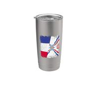 Bandera de Francia Asiria, diseño del orgullo asirio Vaso térmico de acero inoxidable de doble pared