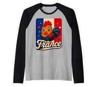 Bandera de Francia Gallo Galo Kawaii Camiseta Manga Raglan