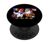 Bandera de Francia y Estados Unidos Raíces PopSockets PopGrip Adhesivo