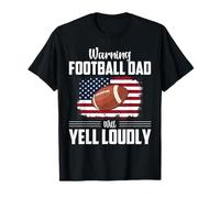 Bandera de fútbol Americano con Texto en inglés Warning Football Dad Will Yell Loudly Camiseta