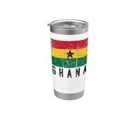 Bandera de Ghana envejecida para hombres, mujeres y niños Ghana Vaso térmico de acero inoxidable de doble pared