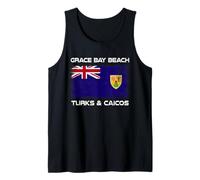 Bandera de Grace Bay Beach Turks and Caicos Envejecida Camiseta sin Mangas