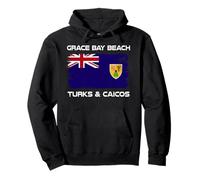 Bandera de Grace Bay Beach Turks and Caicos Envejecida Sudadera con Capucha