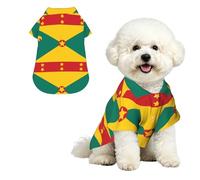 Bandera de Granada M Camisa hawaiana para perros pequeños, lindo traje de playa de verano para cachorro, ropa de gato suave y transpirable con botones