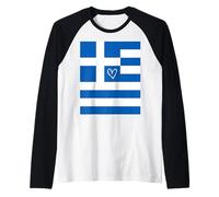 Bandera de Grecia Corazón Griego Orgulloso Día Nacional de la Camiseta Manga Raglan