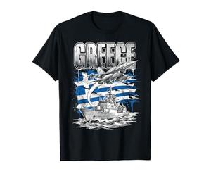Bandera de Grecia Militar Veterano avión de Combate y Buque Camiseta