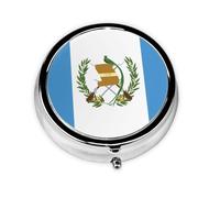 Bandera de Guatemala. Este pequeño pastillero redondo es un organizador portátil de medicamentos de viaje con tres compartimentos para almacenar medicamentos diarios.