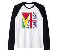 Bandera de Guyana Reino Unido Herencia británica de Guyana Camiseta Manga Raglan
