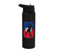 Bandera de Haití Silueta Haití Orgullo Deportes Amante Stainless Steel Insulated Water Bottle