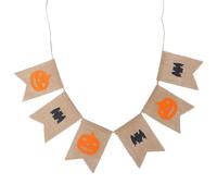Bandera de Halloween Calabaza Naranja y Murciélago, Lino Natural | Diseño Simple y Resistente, Visuales Infantiles, para Mesa de Fiesta, Jardín y Escaparate