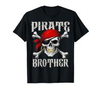 Bandera de Hermano Pirata Jolly Roger y Huesos Cruzados de Calavera para Halloween Camiseta