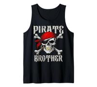 Bandera de Hermano Pirata Jolly Roger y Huesos Cruzados de Calavera para Halloween Camiseta sin Mangas