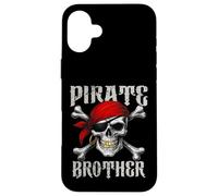 Bandera de Hermano Pirata Jolly Roger y Huesos Cruzados de Calavera para Halloween Carcasa para iPhone 16 Plus