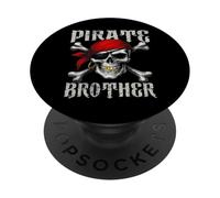 Bandera de Hermano Pirata Jolly Roger y Huesos Cruzados de Calavera para Halloween PopSockets PopGrip Adhesivo