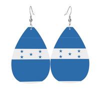 Bandera De Honduras Pendiente De Piel Estampado Aretes De Cuero Suave Pendientes Para Mujer Aniversario