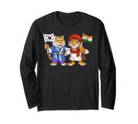 Bandera de India y Corea del Sur Raíces Indio-Coreanas Manga Larga