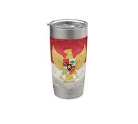 Bandera de Indonesia en estilo grungy Vaso térmico de acero inoxidable de doble pared