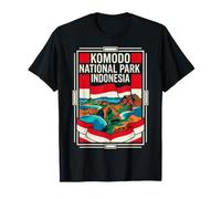 Bandera de Indonesia Isla de Komodo Indonesia Rosa Playa Arte Vintage Camiseta