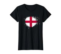Bandera de Inglaterra Spray Pintura Estilo Salpicadura Camiseta gráfica económica, Mujer, Negro, XL