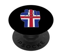 Bandera de Islandia Puño Levantado Islandeses Resiliencia Islandeses PopSockets PopGrip Adhesivo
