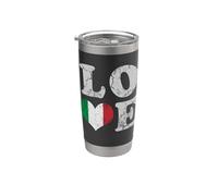 Bandera de Italia, amor, italiana, familia, patrimonio retro Vaso térmico de acero inoxidable de doble pared