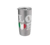Bandera de Italia, amor, italiana, familia, patrimonio retro Vaso térmico de acero inoxidable de doble pared