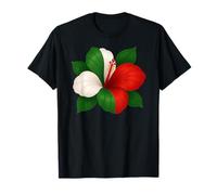 Bandera de Italia con flores de hibisco para niños y niñas Camiseta