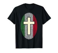 Bandera de Italia, Huella Digital, Cruz, Cristiano, patriótico Camiseta