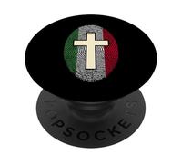 Bandera de Italia, Huella Digital, Cruz, Cristiano, patriótico PopSockets PopGrip Adhesivo