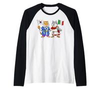 Bandera de Italia y Corea del Sur Raíces ítalo-Coreanas Camiseta Manga Raglan