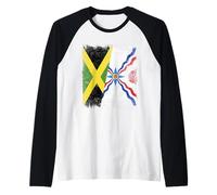 Bandera de Jamaica Asiria, diseño del Orgullo asirio Camiseta Manga Raglan
