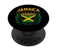 Bandera de Jamaica Escudo Isla del Caribe Orgullo Recuerdo de Viaje PopSockets PopGrip Adhesivo