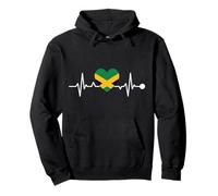 Bandera de Jamaica Heartbeat Line Pulse Isla del Caribe Orgullo Diversión Sudadera con Capucha