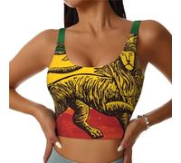 Bandera de Jamaica Rasta Reggae Judah Lion 1 Camisetas Deportivas sin Mangas para Mujer, Top Deportivo cómodo con Espalda en U, Top Corto para Yoga y Gimnasio