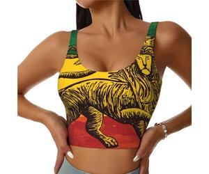 Bandera de Jamaica Rasta Reggae Judah Lion 1 Camisetas Deportivas sin Mangas para Mujer, Top Deportivo cómodo con Espalda en U, Top Corto para Yoga y Gimnasio