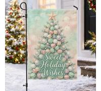 Bandera de jardín con cita para árbol de Navidad, 30,5 x 45,7 cm | Paleta de colores pastel, bandera de patio, adornos para tartas, decoración de estrella dorada, tipografía fantástica