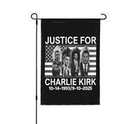Bandera de jardín de 28x40 pulgadas "Justicia para Charlie Kirk" (doble cara)