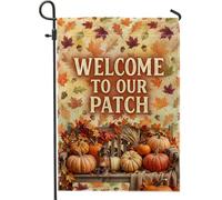 Bandera de jardín de calabazas, linterna rústica de hojas de otoño, arpillera naranja de doble cara, banderas decorativas para exteriores, patio, césped, porche, entrada, camping, 12 x 18 pulgadas