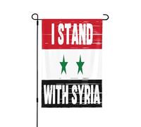 Bandera de jardín de doble cara de 28x40, "Yo apoyo a Siria", Dios bendiga, salve, libre, fuerte, ore por